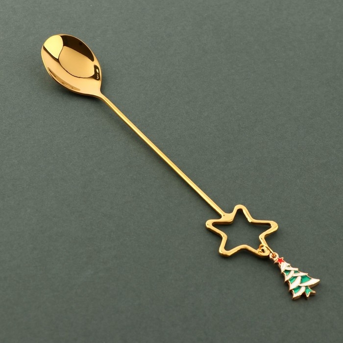 Ложка новогодняя с акриловым подвесом &laquo;Сказочных впечатлений&raquo;, на Новый год, нержавеющая сталь, 3 х 15,5 см