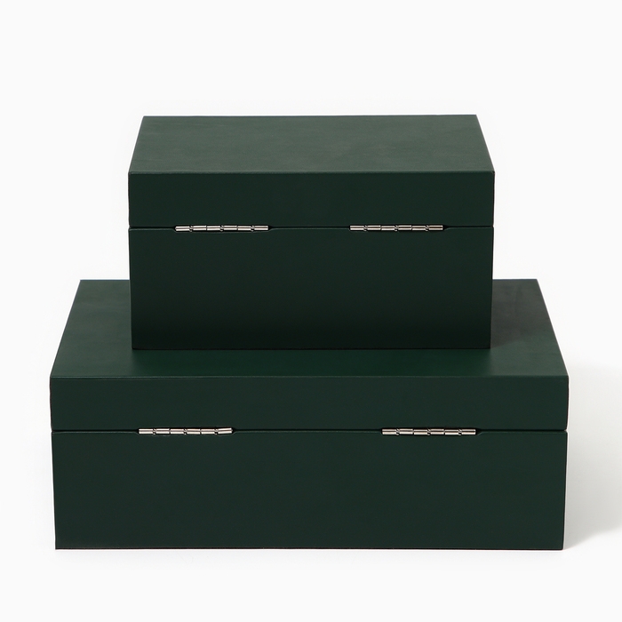 Шкатулка для украшений «Изумруд» экокожа, набор 2 шт. Шкатулка для украшений «Изумруд» экокожа, набор 2 шт.