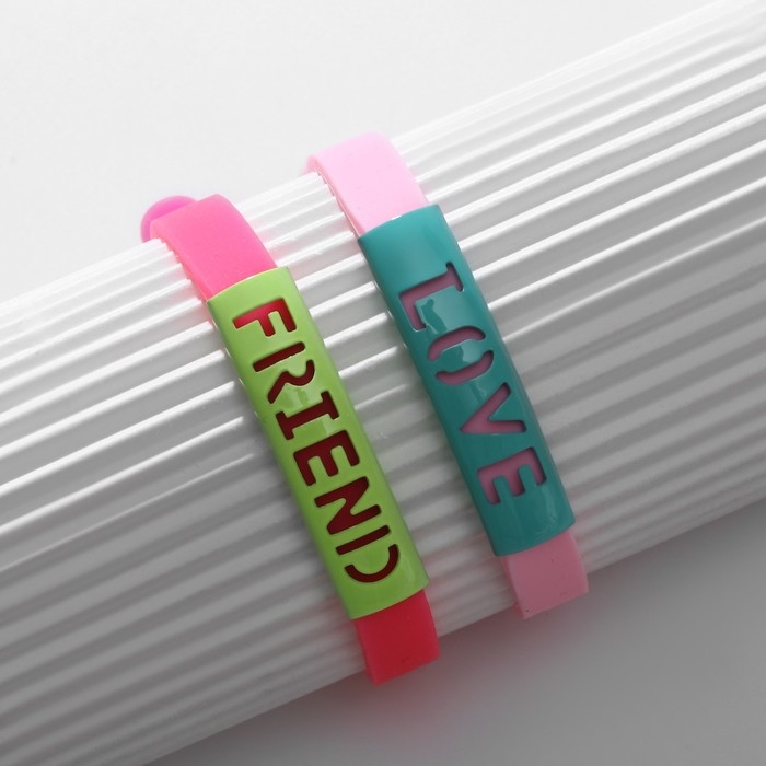 Браслеты парные «Неразлучники» силиконовые, love+friend, цвет МИКС, 20 размер