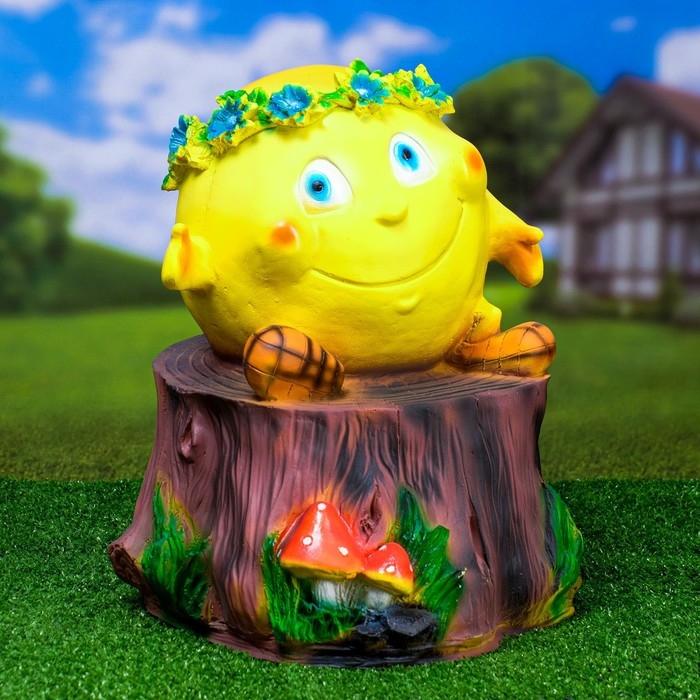 Садовая фигура  Садовая фигура "Колобок на пеньке" 40х33см