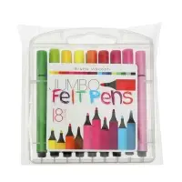 Фломастеры 18 цветов BRIGHT COLORS JUMBO, утолщенные, в пластиковом пенале