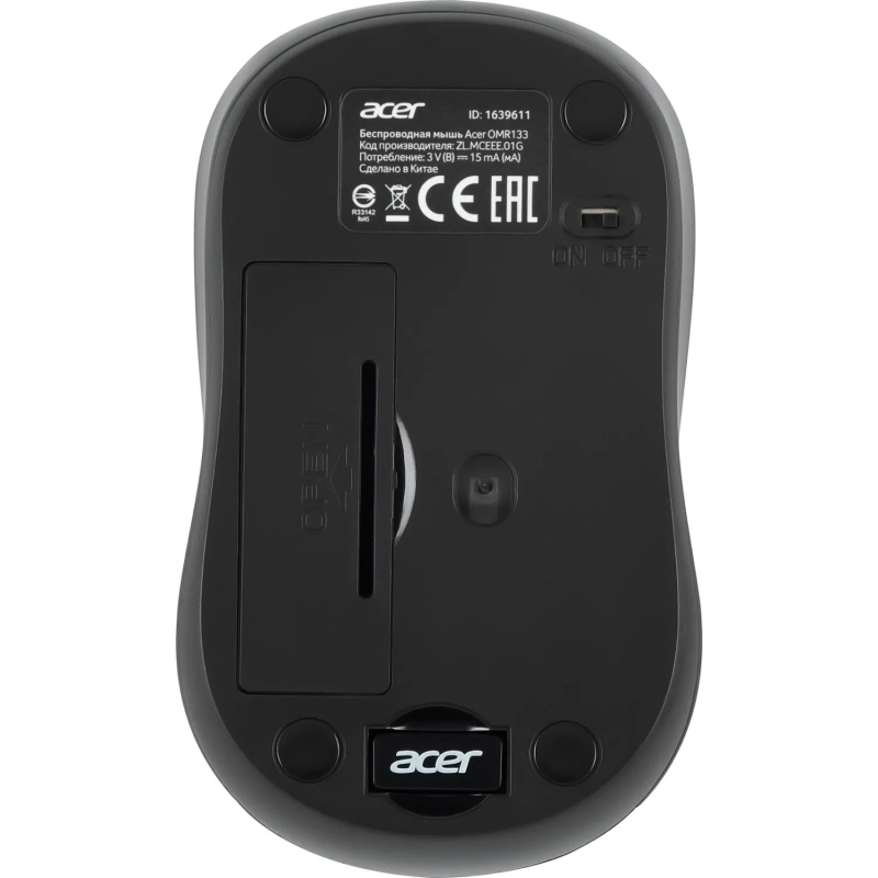 Мышь компьютерная Acer OMR133 черн. оптич. 1000dpi/2but беспровод. USB