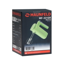 Миксер MAUNFELD MF-331GR, ручной, 300 Вт, 8 скоростей, 4 насадки, зелёный