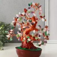 Бонсай декоративный &laquo;Разноцветное денежное дерево в овальном горшке&raquo;, 196 камней, 23&times;9.5&times;19 см