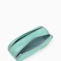 Косметичка - пенал на молнии с двумя отделами, зелёная