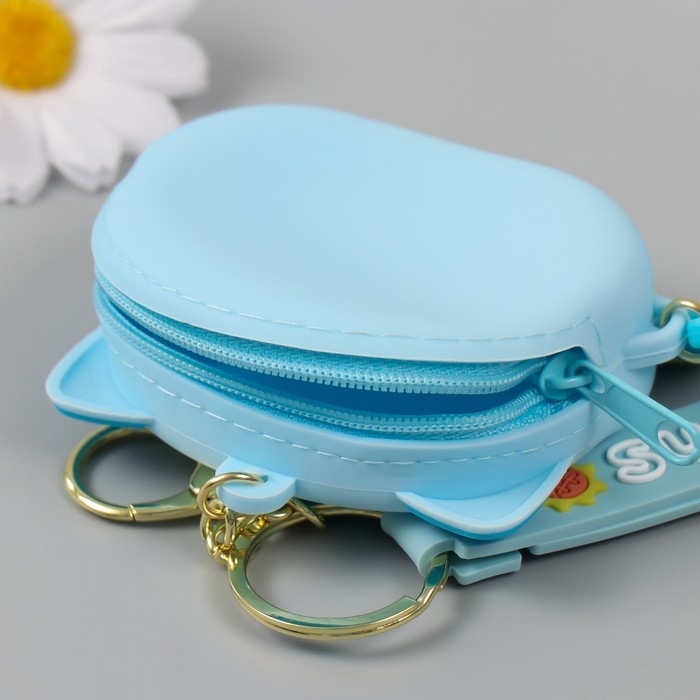 Брелок кошелёк с карабином, ремешком силикон Брелок кошелёк с карабином, ремешком силикон "Котёнок лунный" 3,2х8,3х7,3 см