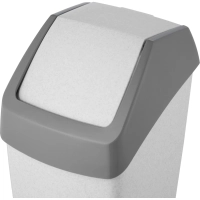 Ведро мусорное пластик 15л прям сер с черн крышк-маят мрамор 260х460х250мм