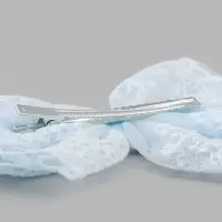 Бант на заколке кружевной, голубой, Снежная принцесса