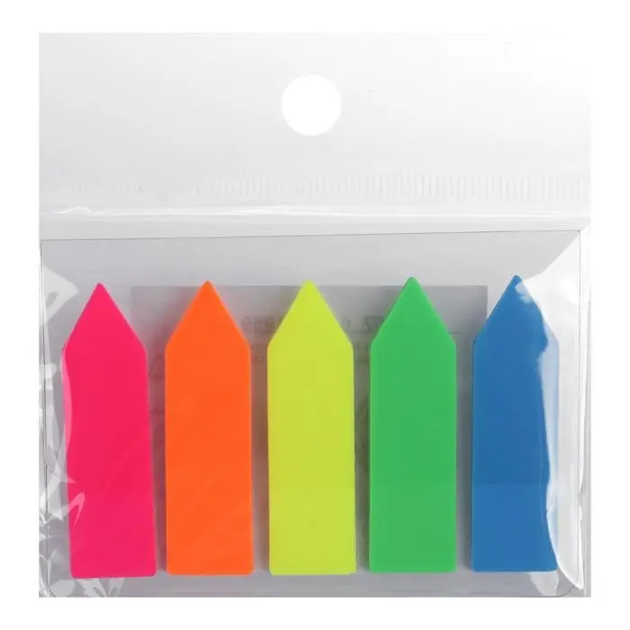 Блок - закладка с липким краем, «Стрелки», 12×45 мм, пластик, 5 цветов по 20 листов, флуоресцентный Блок - закладка с липким краем, «Стрелки», 12×45 мм, пластик, 5 цветов по 20 листов, флуоресцентный