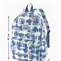 Рюкзак школьный на молнии, с карманами, с принтом, размер 28.5&times;12&times;41 см, синий