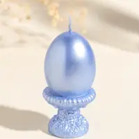 Свеча пасхальная "Яйцо на подставке ХВ" 5х9 см, лак, небесно-голубой