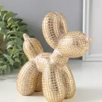 Сувенир полистоун "Воздушный шарик - собачка, в клеточку" золото 15х6,7х15 см