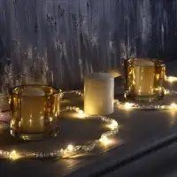 Гирлянда &laquo;Нить&raquo; 2 м, роса с насадками &laquo;Бусины&raquo;, IP20, серебристая нить, 20 LED, от батареек АА&times;2, 2 режима, свечение тёплое белое