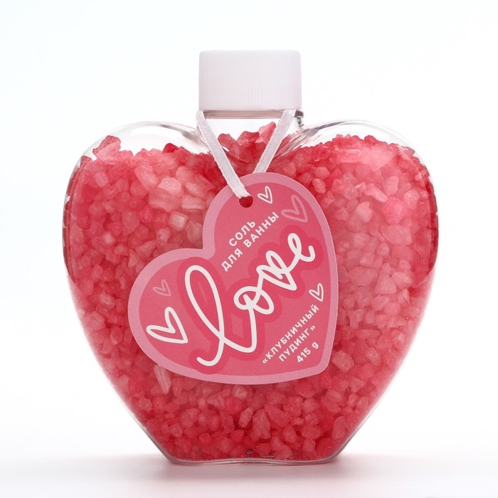 Соль для ванны Love, 415 г, аромат клубничного пудинга, ЧИСТОЕ СЧАСТЬЕ