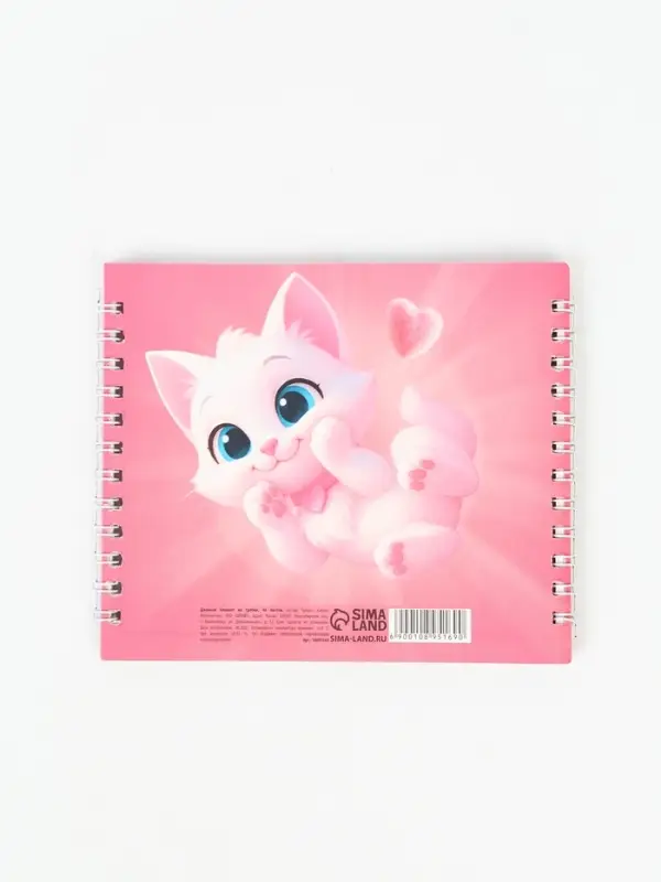 Двойной блокнот на гребне, мягкая обложка, размер 14,5 х12см, 48 л "Кошечка"