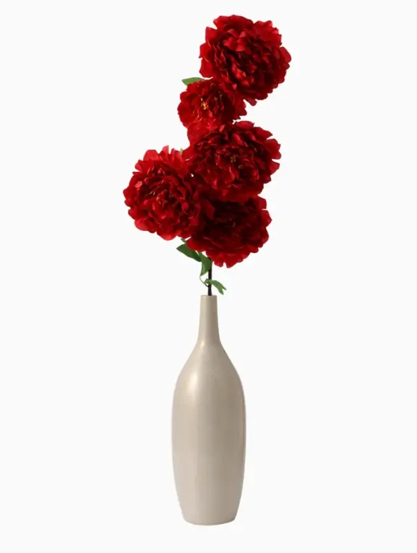 Цветы искусственные &laquo;Пион кустовой&raquo;, 5 бутонов, 15&times;110 см, красные