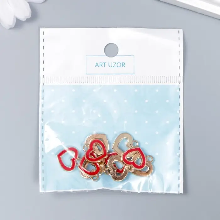 Металлический элемент, декоративная подвеска «Арт Узор. Сердце кант», эмаль, красный, 1.5×1.4 см