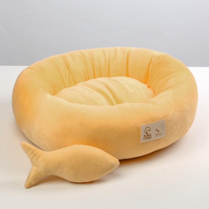 Лежанка с рыбкой, 45х35х11 см, персиковая Лежанка с рыбкой, 45х35х11 см, персиковая