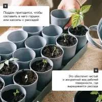 Поддон для рассады, 37&times;13.5&times;2.5 см, пластик, серый