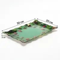Блюдо сервировочное прямоугольное Доляна &laquo;Новогодняя сказка&raquo;, 30&times;20&times;2 см, стекло, зелёное