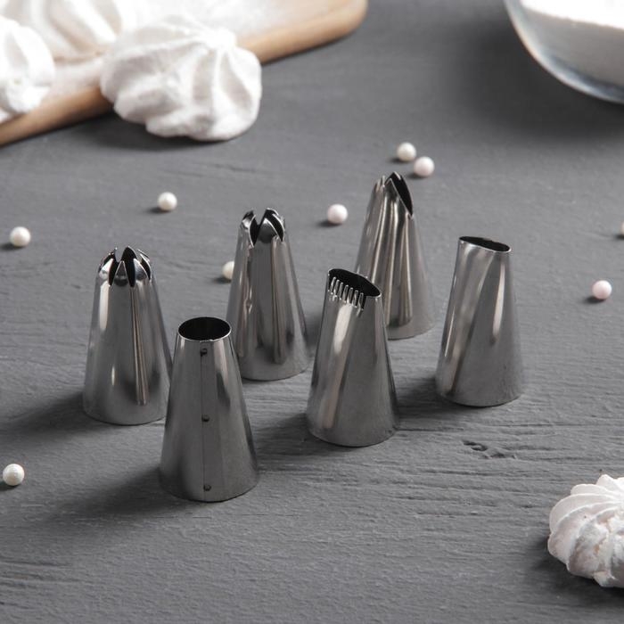 Набор насадок кондитерских Доляна, 4×2,5 см, 6 шт Набор насадок кондитерских Доляна, 4×2,5 см, 6 шт