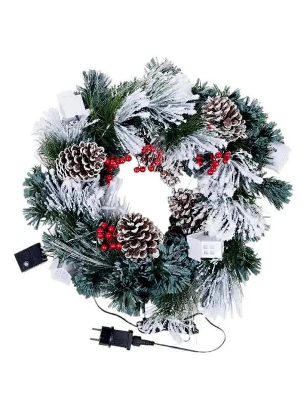 Венок светодиодный &laquo;Заснеженный&raquo;, d=50 см, 8 режимов