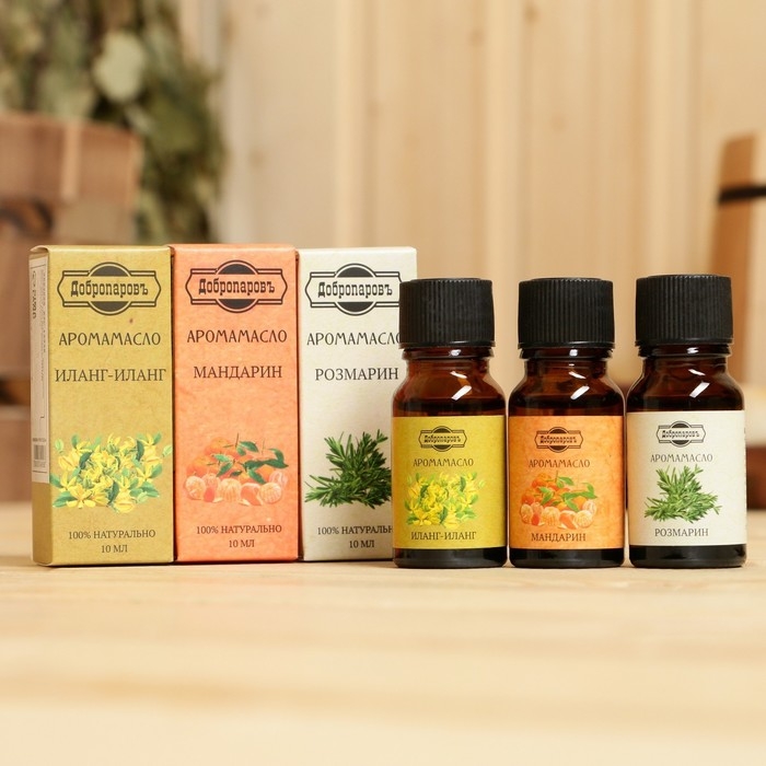 Набор эфирных масел по 10 мл Добропаровъ, микс ароматов: Иланг-Иланг, Розмарин, Мандарин Набор эфирных масел по 10 мл Добропаровъ, микс ароматов: Иланг-Иланг, Розмарин, Мандарин