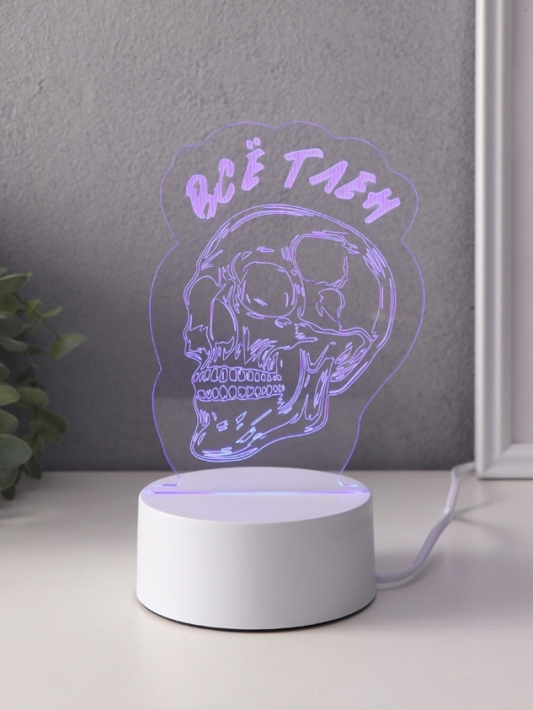 Светильник Светильник "Череп. Всё тлен" LED RGB от сети RISALUX 9,5х10,2х14,9 см