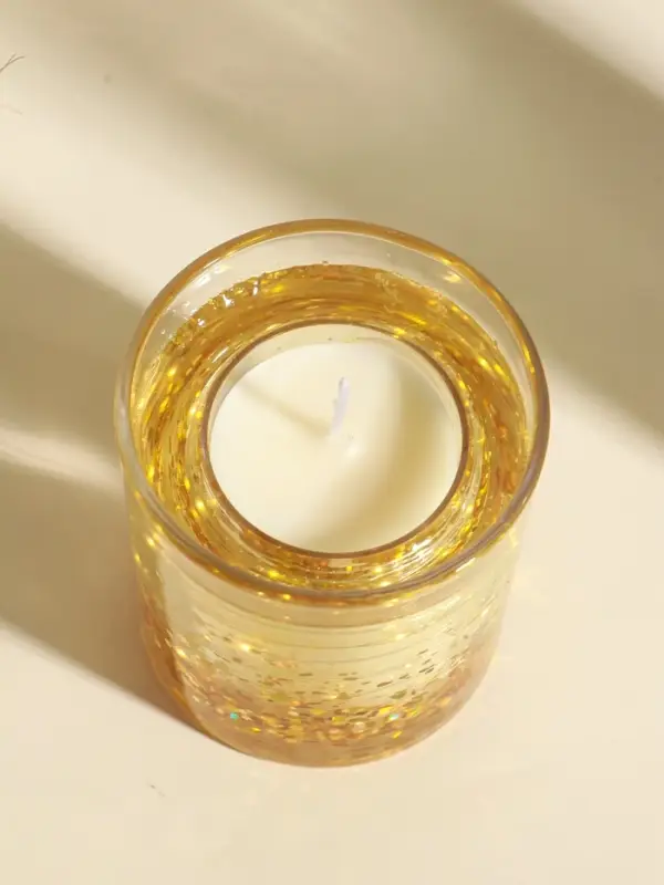 Свеча в стакане с LED-подсветкой &laquo;Золотые звёздочки&raquo;, 8&times;8&times;9 см