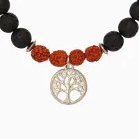 Браслет "Древо жизни" лава, рудракша, длина 18 см, цв. чёрный, коричневый Браслет "Древо жизни" лава, рудракша, длина 18 см, цв. чёрный, коричневый