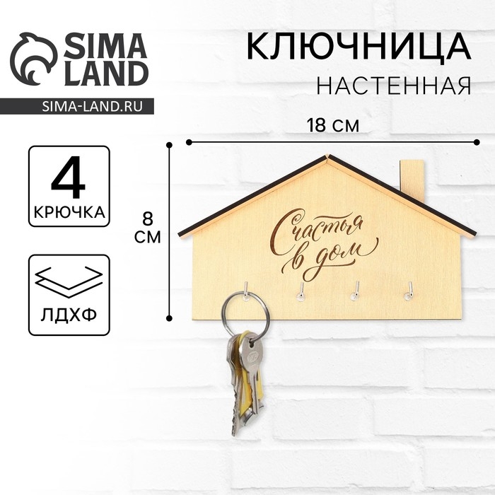 Ключница настенная «Счастья в дом», 18 х 11,4 см. Ключница настенная «Счастья в дом», 18 х 11,4 см.