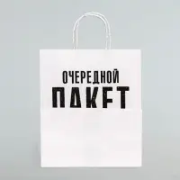 Пакет подарочный с приколами, крафт «Очередной пакет санкций», белый, 24 х 14 х 28 см