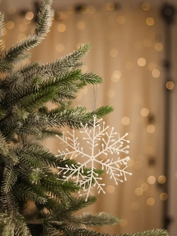 Ёлочные игрушки набор 6 шт. &laquo;Зимнее волшебство. Снежинка тоненькая&raquo; пластик, d=14 см, белый