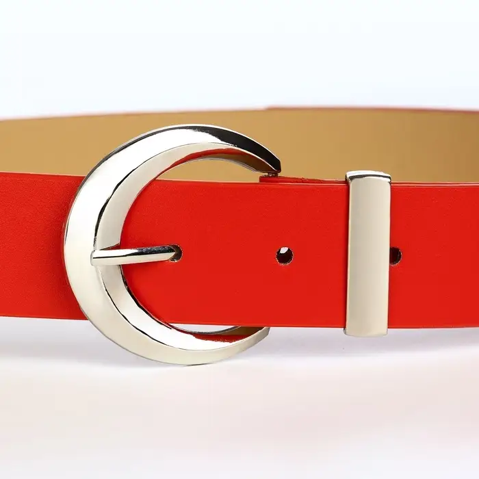Ремень женский с винтом, 110&times;3.3 см, пряжка металл, серебристая, красный