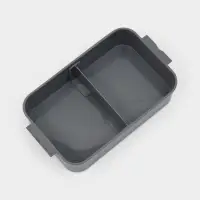 Ланч-бокс, 2 отделения, 2 яруса, с вилкой и ложкой, бутылкой 500мл,20х17х5,5 см, цвет серый   109495