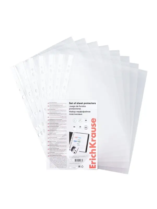 Файл - вкладыш ErichKrause Fizzy Clear, А4, 30 мкм, прозрачный, вертикальный, 10 штук