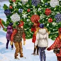 Подарочная новогодняя коробка «На катке», для сладких подарков, 25×12×24 см