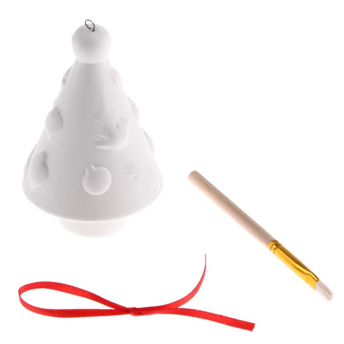 Новый год! Ёлочное украшение под раскраску «Елочка с гирляндой» с подвесом, кисть Новый год! Ёлочное украшение под раскраску «Елочка с гирляндой» с подвесом, кисть