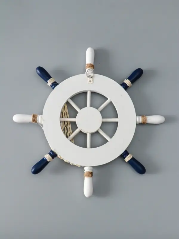 Декор настенный, панно &laquo;Штурвал с морской звездой&raquo;, бело-синий, 33&times;33&times;2 см