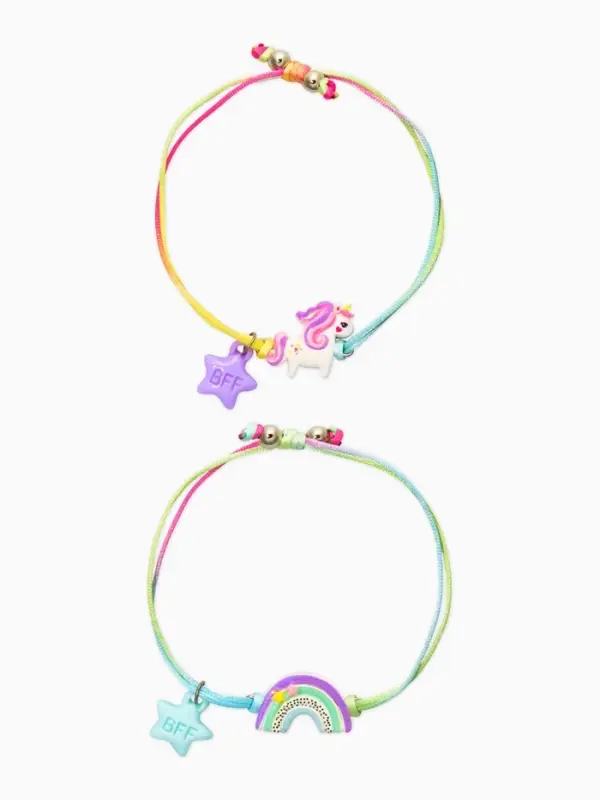 Браслеты детские парные "Выбражулька" неразлучники, радуга, единорог, звезды, разноцветный   1093717