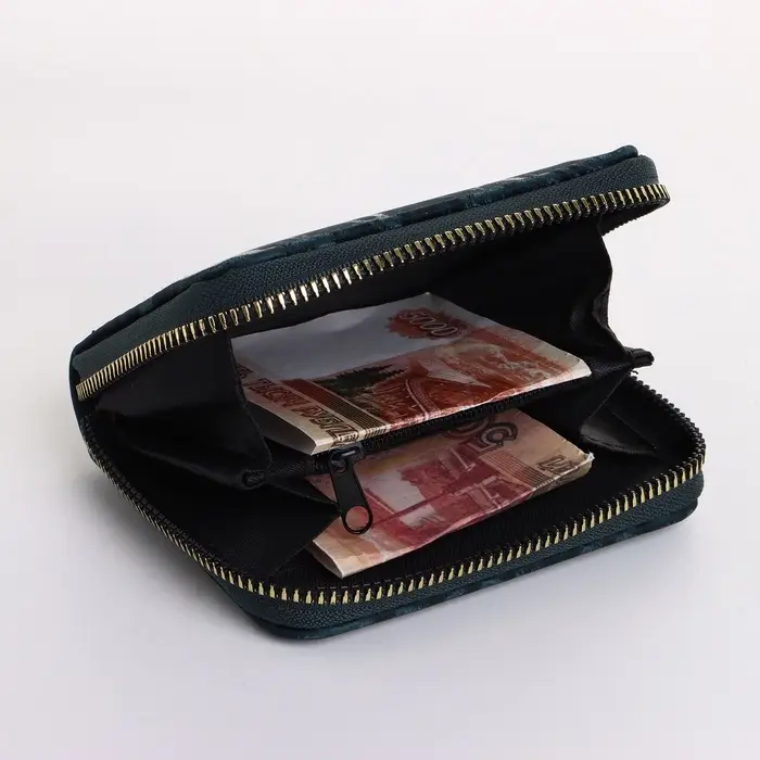 Кошелёк женский на молнии 11&times;2.5&times;9 см, однотонный, зелёный