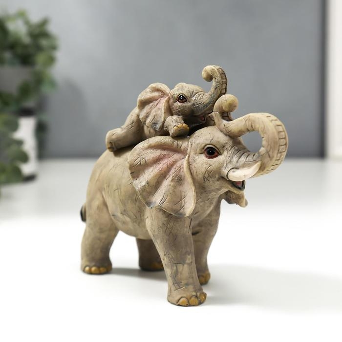 Сувенир полистоун Сувенир полистоун "Слон и слонёнок" набор 2 шт 12,5х6,5х14,5 см