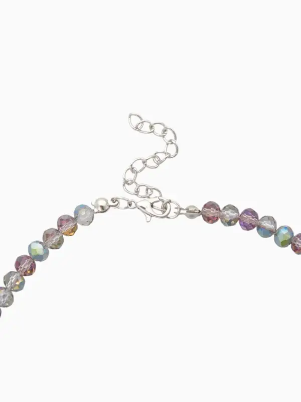 Чокер из бисера «Хрусталь» бензиновый в серебре, 37 см + 5 см доп, цепочка