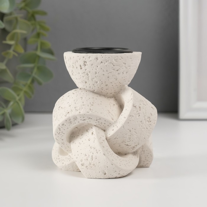 Подсвечник гипс, металл на 1 свечу Подсвечник гипс, металл на 1 свечу "Узел" d=3,8 см 8х8,8х10,5 см