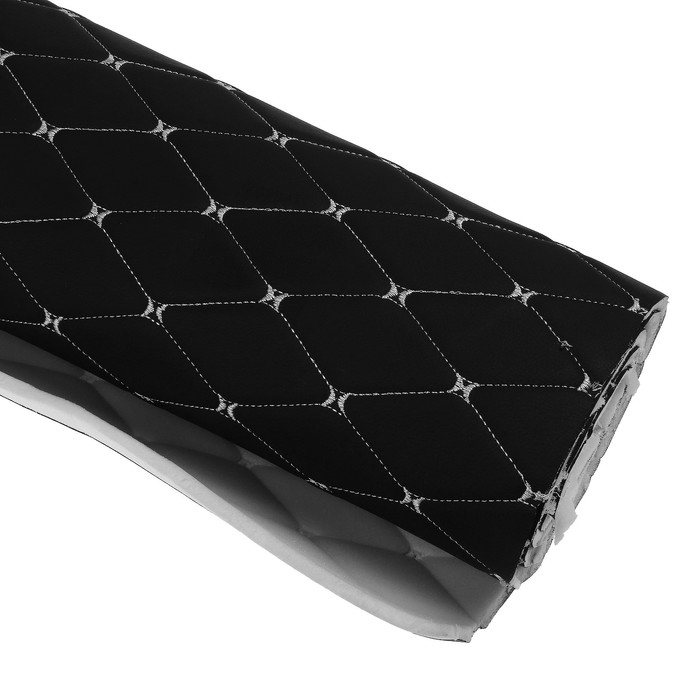 Обшивка салона авто 100×160×0,7 см, кожзам/поролон, ромб, белая строчка Обшивка салона авто 100×160×0,7 см, кожзам/поролон, ромб, белая строчка