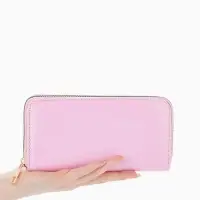 Кошелёк женский на молнии, 20&times;2&times;10 см, лаковый, розовый