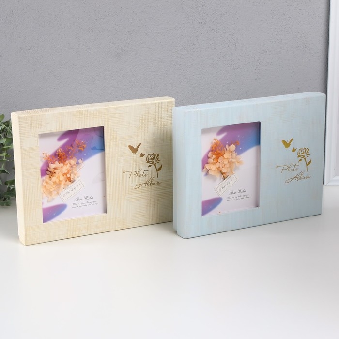 Фотоальбом на 200 фото 10х15 см Фотоальбом на 200 фото 10х15 см "Букетик в рамке" в коробке МИКС 4,5х20,5х26,5 см