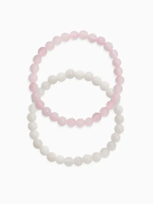 Набор браслетов из бусин &laquo;Кварц розовый и Аквамарин&raquo;, 2 шт. шар №6