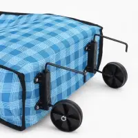 Сумка хозяйственная складная на липучке, 2 колеса, наружный карман, 32&times;13&times;52 см, голубая