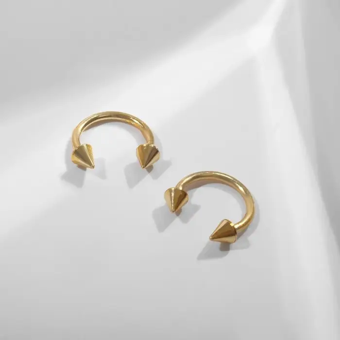 Пирсинг в бровь циркуляр, шип, d=8 мм, пара, цвет золотой Пирсинг в бровь циркуляр, шип, d=8 мм, пара, цвет золотой